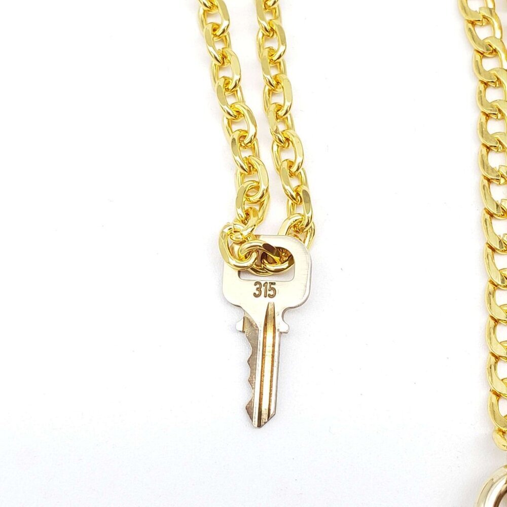 Authentic Louis Vuitton Lock & Key w/ 18k Gold Plated Chain Necklace - Picture 5 of 11